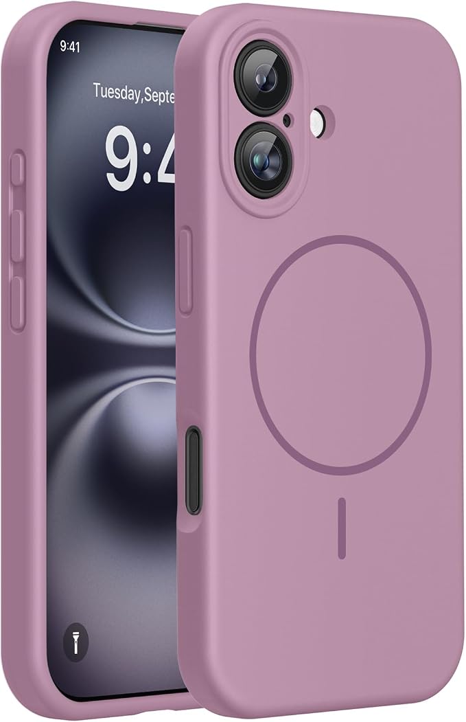 miracase Magnetic for iPhone 16 Plus Case, [Soft Anti-Scratch Microfiber Lining], Compatible with MagSafe, Liquid Silicone Shockproof Drop Protection Phone Case for 16 Plus,Blackcurrant by Miracase