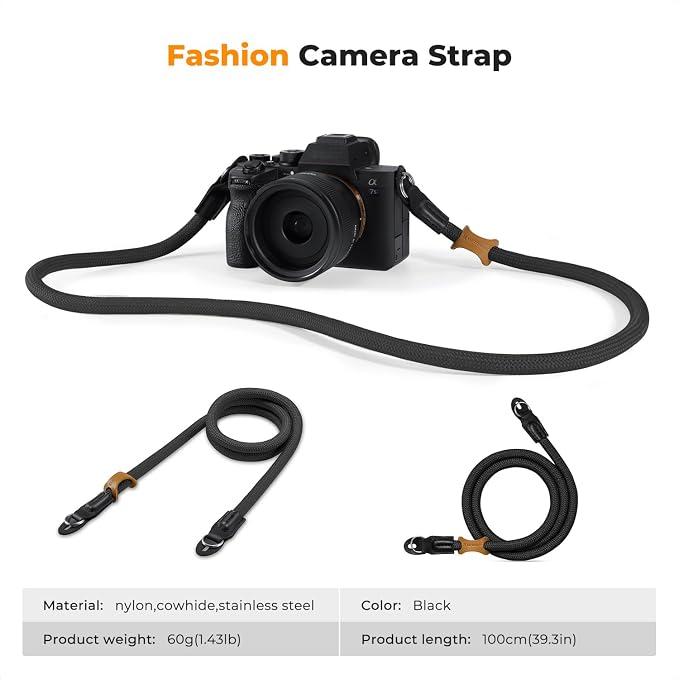 K&F CONCEPT Camera Neck Strap,100cm Camera Shoulder Strap | Nylon Rope, with O-ring for DSLR Camera, for Street Photography, BJ01 - Image 7