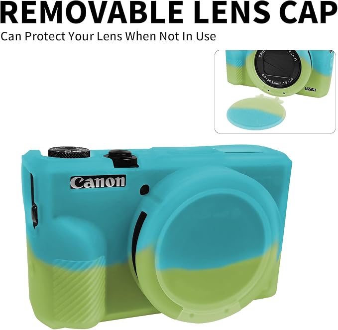 Easy Hood Camera Case Cover for Canon Powershot G7X Mark III (Green Blue) | With Removable Lens Cover,Soft Silicone Protective Case,Anti-Scratch,Slim Fit,Enhanced Grip,Lightweight Camera Accessories - Image 4