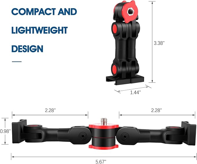 ChromLives Cold Shoe Mount Adapter with Phone Clip,Rotatable Dual Cold Shoe Extension Bracket Hot Shoe Mount Adapter for Led Light/Microphone - Image 6