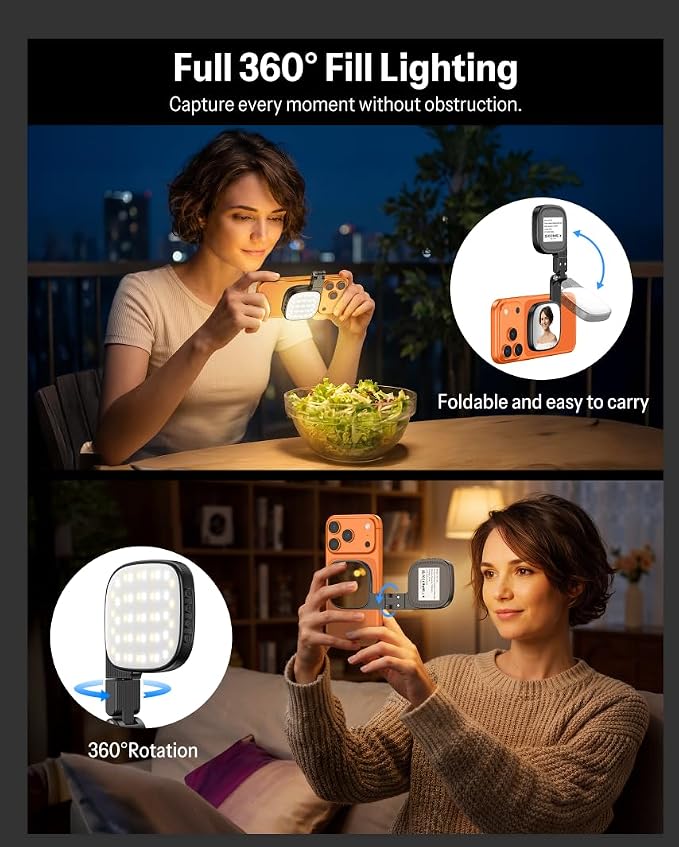 OMOTON TP02-Pro-CK Magnetic Phone Holder Kit with Fill Light & 2 Remotes | Arca-type Base with a 1/4" Screw Hole, 3 Color Temperatures ,10-level adjustable brightness, USB-C Charging, for iPhone 12-17 - Image 6