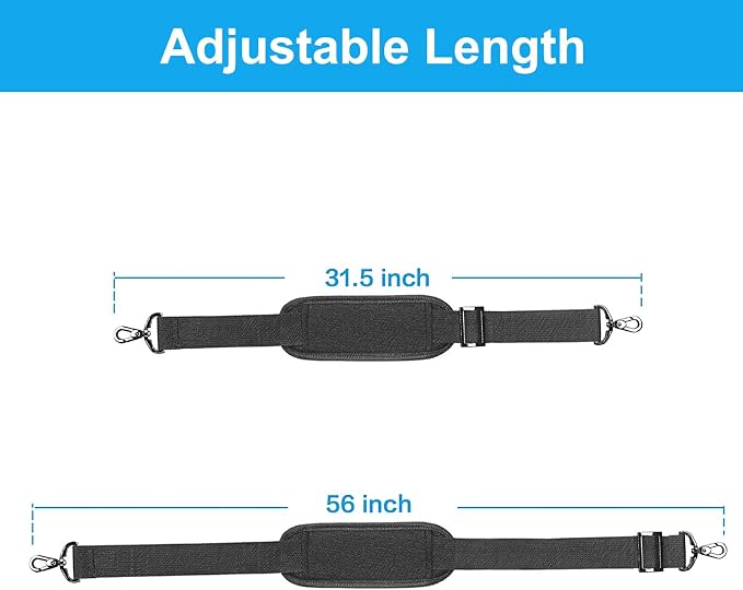 MOSISO 56 inch Shoulder Strap, Adjustable Soft Universal Non-Slip Strap | Thick Replacement Strap, Fit Padded with Metal Swivel Hooks for Laptop Shoulder Bag/Laptop Messenger Bag, Space Gray - Image 3