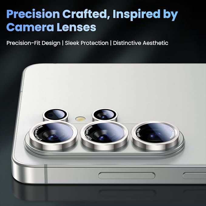 Uyiton for Samsung Galaxy S26 Ultra Camera Lens Protector, Unique Design | Case-Friendly, Ultra-Thin, Military-Grade Sapphire Glass with Aluminum Metal Rear Camera Screen Cover, Silver Shadow - Image 3