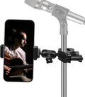 Mic Stand Phone Holder Mount Adjustable Phone Holder for Mic Microphone Music Stand [Dual Ballhead 360°Swivel] iPhone Mic Stand Holder for iPhone 15 14 13 12 Pro Max Samsung Galaxy, Any Smartphones by JCWINY