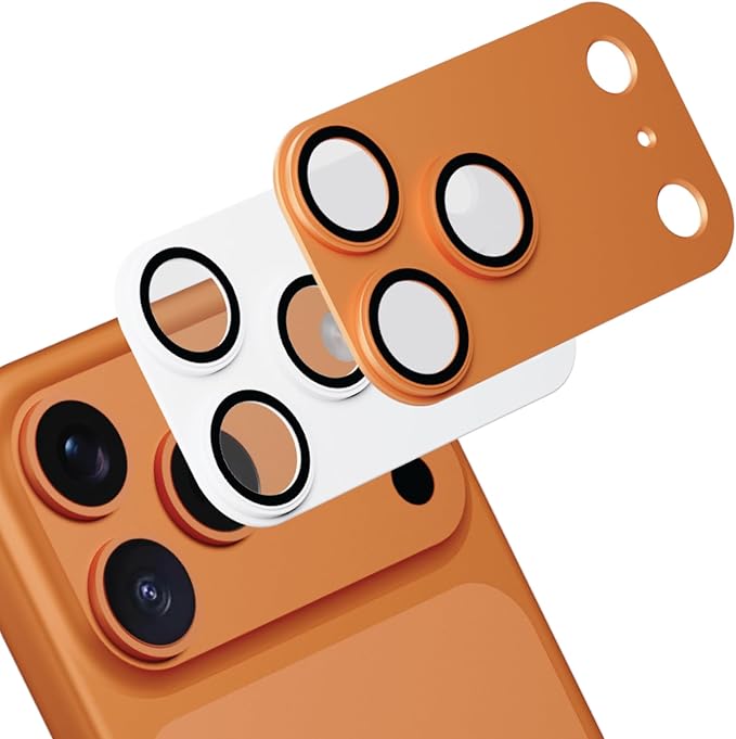 for iPhone 17 Pro Max Camera Lens Protector, 2 Pack |Aerospace-Grade Aluminium | Full Protective Cover | Anti-Glare Sapphire Glass | Colour-Matched Finish White & Cosmic Orange by MCraftsman