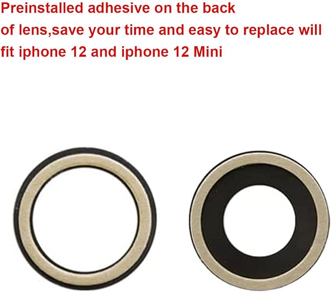 2 Set Original Back Rear Camera Lens Glass Replacement for iPhone 12 and iPhone 12 mini with pre-Installed Adhesive and Reparing Toolkit - Image 4