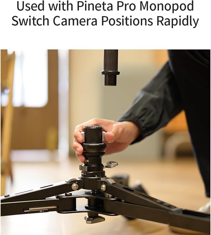 YC Onion Pineta Monopod Dolly for Pineta Pro Carbon Fiber Monopod Only | Extensible 3/8” Screw, Quick Release Knob, 360°Rotation Silent Swivel Casters for Live Streaming, Interview, Indoor Shot - Image 7