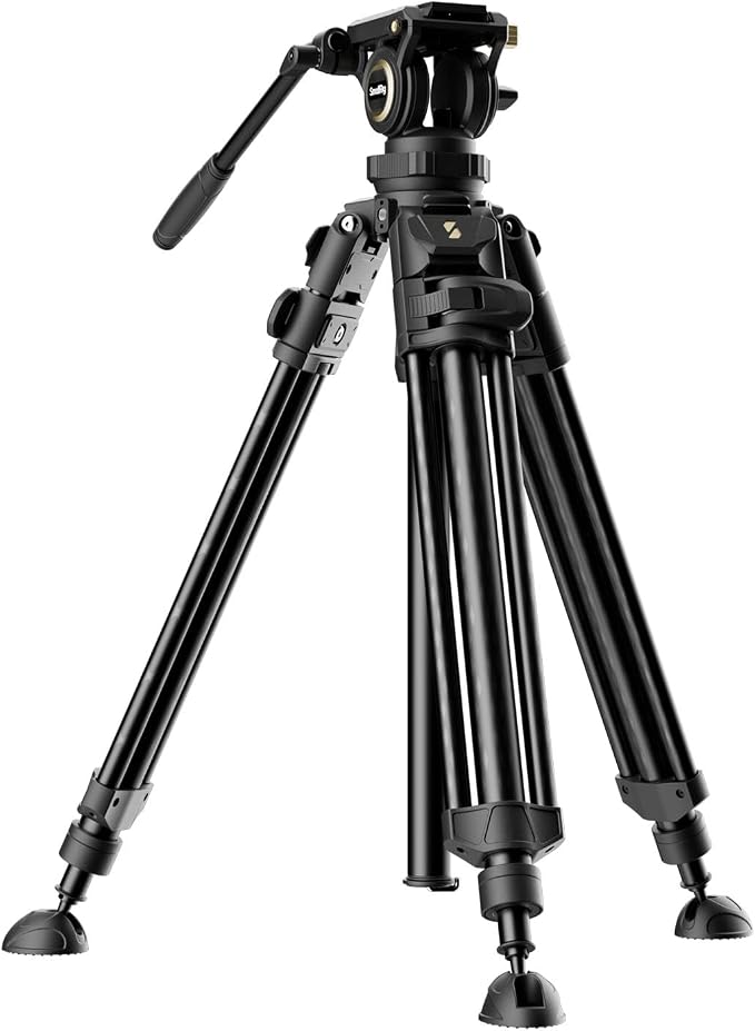 SmallRig AD-50Pro Heavy Duty Video Tripod, Carbon Fiber Lightweight Tripod with FreeSpeed One-Step Height Adjustment, Fluid Head, Dual-Mode QR Plate, Center Column, Weight 7lb, Load up 13.2lb by SmallRig