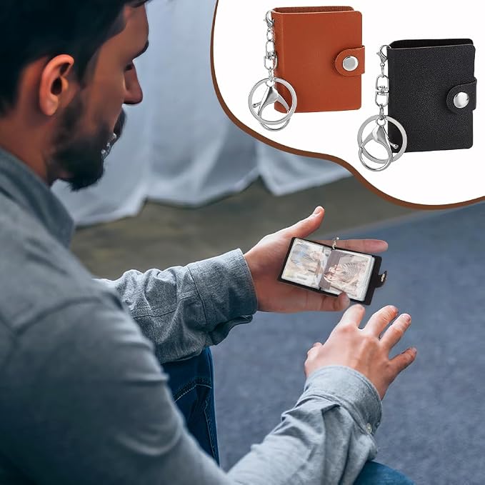 AHANDMAKER 4 Pack 2.5Inch Mini Small Photo Album with Keychain Pocket Photo Album Keychain Leather Photo Insert Keychain for Picture Photo Card Holder Storage Birthday Gift, KEYC-GA0001-36-US20 - Image 5