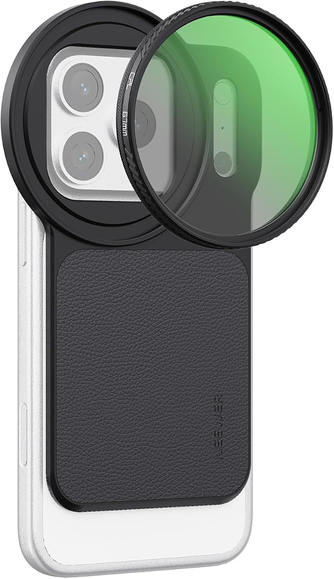 NEEWER 6.3" Magnetic Phone Lens Filter Mount Adapter Backplate Accessories & 67mm CPL Filter Circular Polarizing Polarizer Compatible with MagSafe iPhone 12/13/14/15/16/17 & Pro Versions by Neewer
