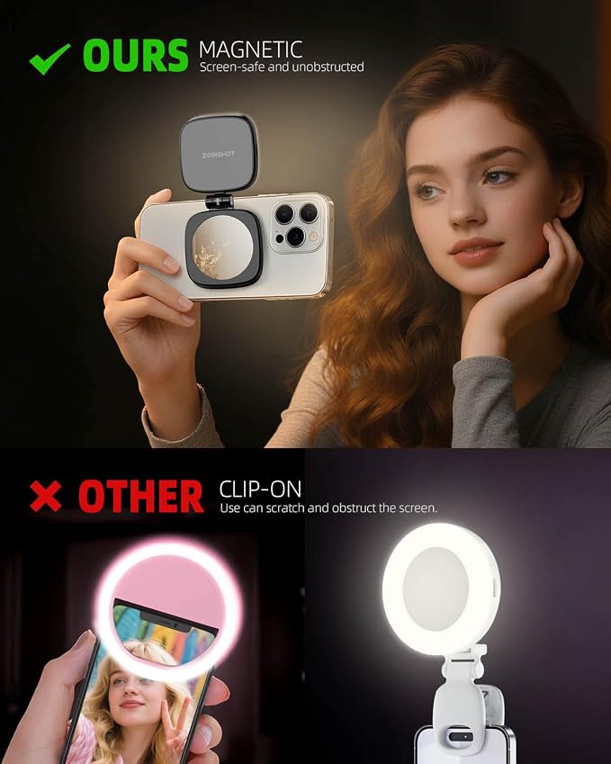Magnetic Phone Light, Mini Ring Light for Phone with 5 Color Temps & 360° Rotation, USB-C Rechargeable Selfie Light for iPhone 12-17 Android, Perfect for Live Streaming, Makeup, Video Calls - Image 6