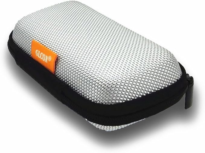 Silver Small EVA Electronic Carrying Case, Hard Shell Zipper Pouch | Protection Bag for Earbud, Wired Earpiece, Bluetooth Headset, Charger, Cell Phone Accessories, Gadgets by GLCON