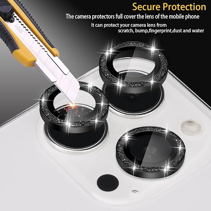 Camera Lens Protector for iPhone 16 Pro/16 Pro Max, Glitter Black | Tempered Glass, Auto-align Tray, Easy Installation, Case Friendly, Anti-Scratch, HD Clear, Ultra Slim - Image 2