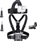 Action Camera Accessories Head Strap Mount Chest Harness | Compatible with AKASO EK7000 Brave 4 Brave 7 LE V50X Native/GoPro HERO 13 12 /VEMONT/Dragon Touch/ODDV/HLS/Apexcam/REMALI by VVHOOY