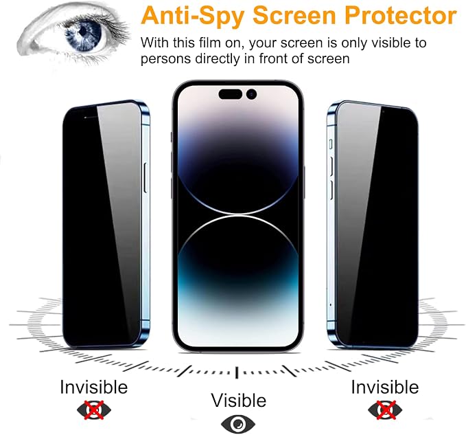 PEHAEL for iPhone 14 Pro Privacy Screen Protector+Camera Lens Protector | Installation kits, Anti-Spy Private, Anti-Scratch, 9H Tempered Glass, Case Friendly, 2+2 Pack, [6.1 inch] - Image 4