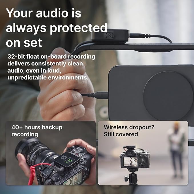 RØDE Wireless PRO Compact Wireless Microphone System with Timecode, 32-bit Float On-board Recording, 2 Lavalier Microphones and Smart Charge Case for Filmmaking and Content Creation | 32-bit Float On-board Recording, 2 Lavalier Microphones and Smart Ch... - Image 4