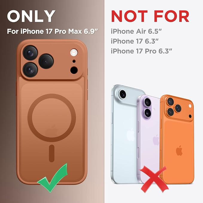 CAPRARO for iPhone 17 Pro Max Case, Compatible with MagSafe | Upgraded [Full Camera Protection] Protective Translucent Matte Women Girl Magnetic Phone Case Cover, Orange - Image 2