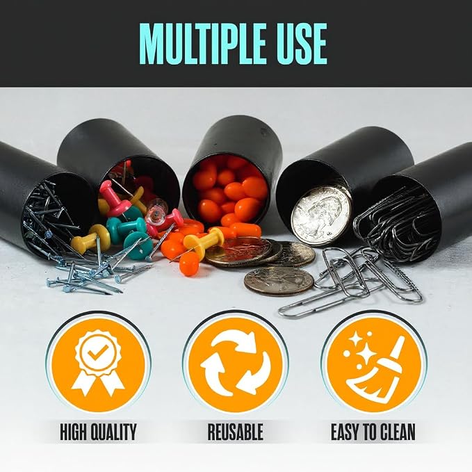 Film Canisters With Caps, Coin Storage, 35mm Case, Black, 8oz, 60 Pack | Houseables Film Canisters, Container With Lids, Cannisters for Rockets, Empty Camera Reel Holder, Bottles, Plastic 2"x1" - Image 4