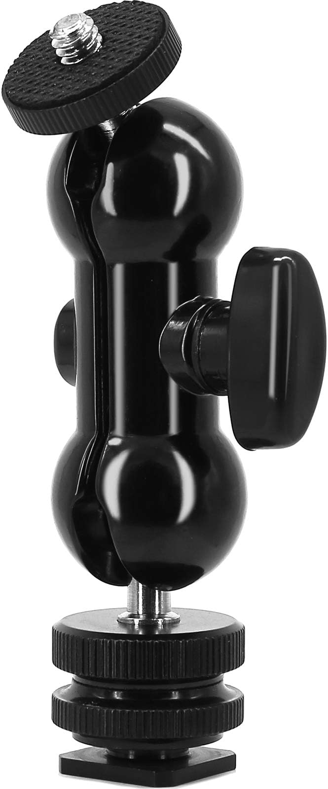 Ball Head Shoe Mount 1/4" Hot Shoe Mount Double Ballhead 1/4" Tripod Screw Multi-Function for LCD Monitors,Led Light,Microphone by Anwenk