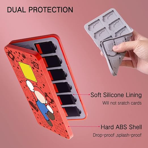 PERFECTSIGHT Switch Game Card Case for Nintendo Switch 2/ Lite / OLED, Game Holder Cartridge Case for Game Cards and 48 SD Cards, Kawaii Portable Compact Storage Box (Red M, 24 Slots) - Image 5