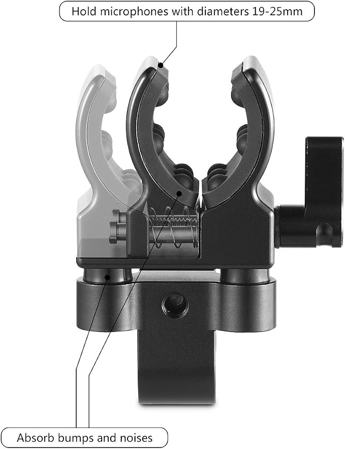 SmallRig Universal Shotgun Microphone Mount for 19-25mm Diameter with Elastic Silica Gel, Shockproof and Noise Absorption 1993B - Image 3