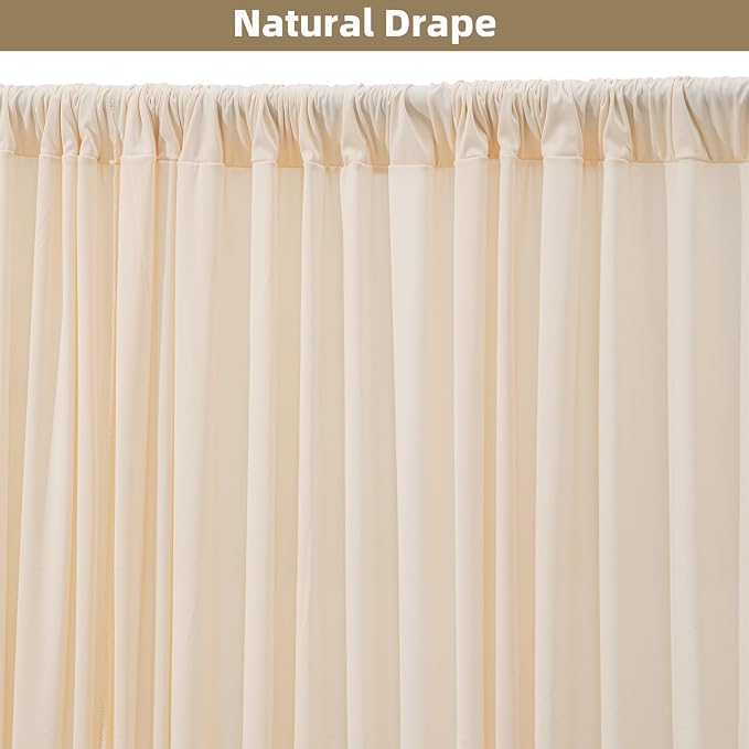 30x10ft Wrinkle Free Backdrop Curtain for Parties Soft Fabric Drapes Wedding Cream Curtain Backdrop for Birthday Party Decorations Background for Photography 5x10ft,6 Panels - Image 5