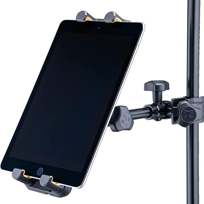 Hercules DG307B Adaptive Series 2-in-1 Smartphone/ Tablet Holder, 6.1” to 13”, Attaches to Desk, Round & Square Tubes, w/ a Lumintrail Cleaning Cloth - Image 4