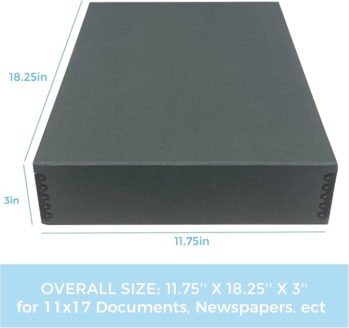Lineco Drop Front Archival Storage Box, 11.75x18.25x3 in, Gray, 2 Pack | Acid-Free with Metal Edge, Preserves Picture Longevity, Organize Photos, Newspapers, Prints, Documents, Crafts, DIY - Image 2