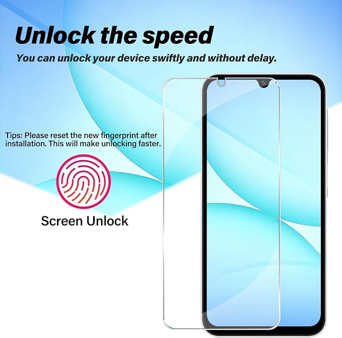 BIGFACE Galaxy A17 Tempered Glass Screen Protector + Camera Lens Protector [2 + 2 Pack][Case Friendly][Anti-Scratch][Ultrasonic Fingerprint Unlock] HD Protective Film for Samsung Galaxy A17 - Image 3