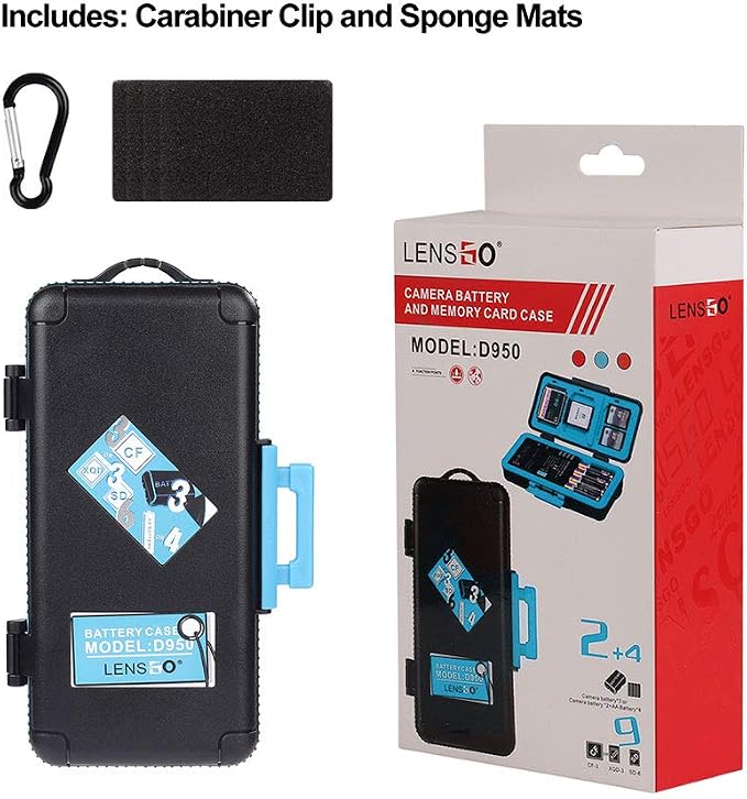 LENSGO Camera Battery Memory Card Case, Memory Card Hard Protector Case Water-Resistant Anti-Shock Storage Box for 3 Camera Batteries 3 XQD or 3 CF Cards 6 SD Cards（Blue） - Image 7
