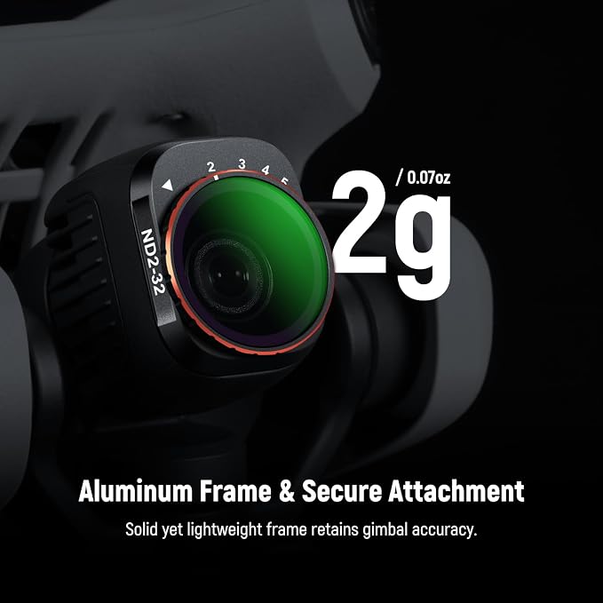NEEWER Variable ND Filter Set Compatible with DJI Mini 4 Pro, ND2-32 (1-5 Stops) + ND64-512 (6-9 Stops) Multicoated HD Optical Glass Drone Camera Lens Accessories Aerial Photography Video Recording - Image 5