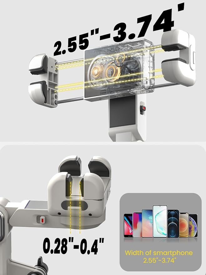 AOCHUAN Auto Face Tracking Tripod 360 Rotation w/Remote Control,Single-axis Phone Gimbal for iPhone Android w/RGB Light,Phone Tripod Follow You for Video Recording,TikTok Vlogging(M2Pro White) - Image 2