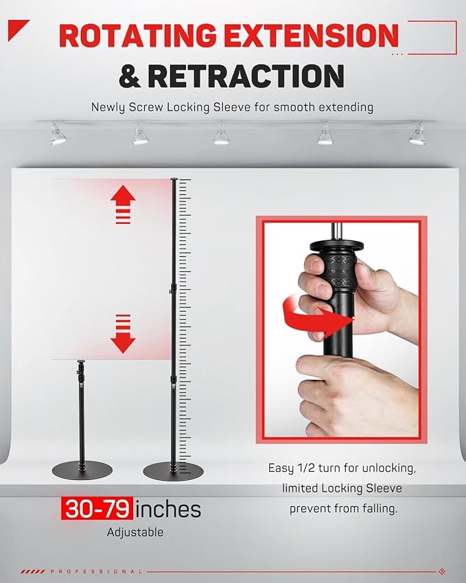 IFOOTAGE RB-A400 Round Base Light Stand Monopod 79" 2 Pack | Tripod Monopod for Cameras Lights Webcam, Live Streaming Vlogging, Stable Round Base Stand with 22LBS Payload - Image 6