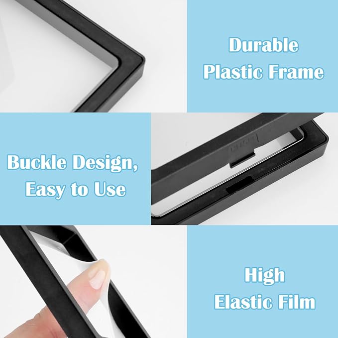 6 Pcs 3D Floating Display Frame, Clear Display Case Holder with Bases, Suspension Frame Showcase for coin Jewelry, Medallions, Antique, Specimens, 9.06x3.54inch - Image 4
