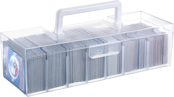 OwnMy 1PCS Plastic Trading Card Storage Box Clear Baseball Card Storage Box | Portable Baseball Card Organizer Box for Football Sports MTG TCG Cards, Clear Plastic Trading Card Storage Case with Dividers by OwnMy