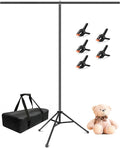 Hemmotop T-Shape Photo Backdrop Stand Portable 7x5ft (HxW) | Threaded Connection, Same Pipe Size, Extra Sturdy, with 5 Clips and Carry Bag, for Birthday, Baby Shower Party, Photoshoot by Hemmotop