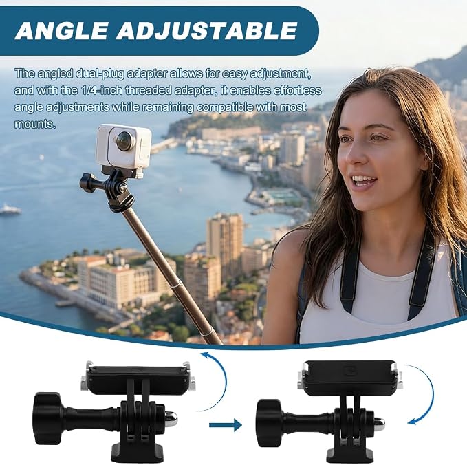 Magnetic Quick Release Mount for Insta360 GO Ultra Accessories, Adjustable Angle Dual‑Prong Adapter with 1/4" Threaded Port for Tripod & Mounts - Image 3