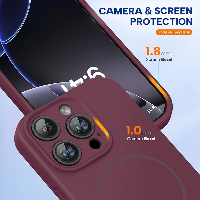 miracase Magnetic for iPhone 16 Pro Max Case, [Soft Anti-Scratch Microfiber Lining], Compatible with MagSafe, Liquid Silicone Case Shockproof Drop Protection Phone Case for 16 ProMax,Wine Red | Compatible with MagSafe, Soft Microfiber Lining, Premium S... - Image 8