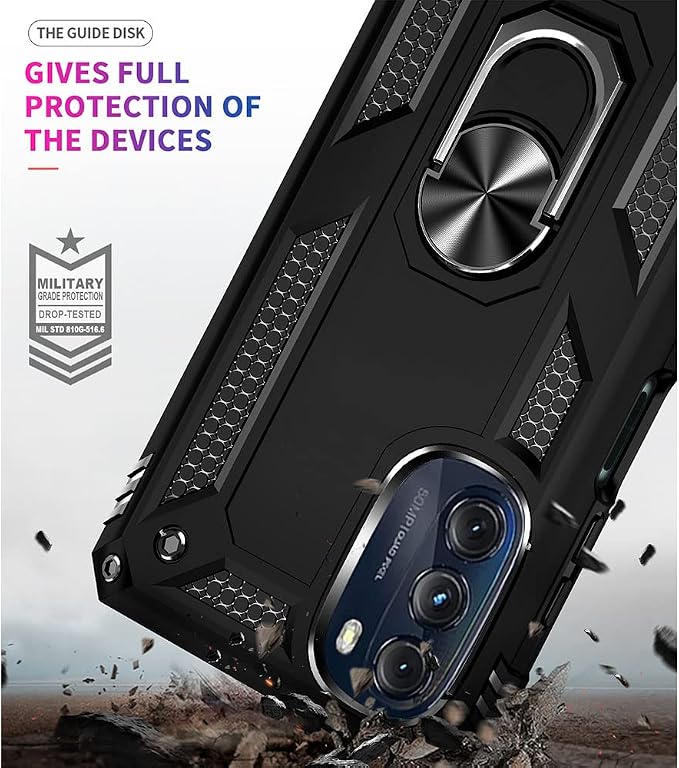 for Moto G 5G 2022 Case, Motorola Moto G 5G Case with HD Screen Protector, [Military Grade 16ft. Drop Tested] Ring Shockproof Protective Phone Case for Motorola G 5G 2022,Black - Image 3