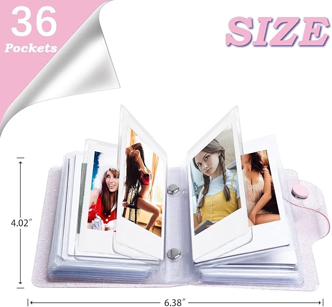 Ruibytree 2 Pack Small Photo Album 2x3 for Fujifilm Instax Mini, Pink | 72 Instant Photo Capacity, Portable Size, Acid-Free Pages, Snap Closure, Fits Polaroid 2x3 Prints, Carry Favorite Memories - Image 3