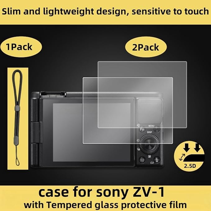 Camera Case for Sony ZV1 Digital Camera.ZV-1 Accessories | Soft Silicone Protective Case Removable Lens Cover,Comes with 2 Screen Protectors and 1 Wrist Strap.(Pink Green Jelly) - Image 5