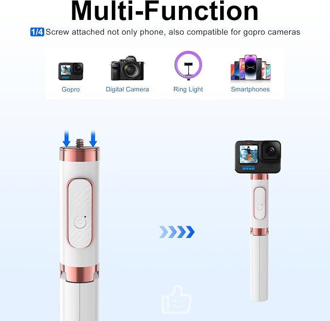 CellphoneTripod with Remote, Aluminum Alloy Selfie Stick Tripod, Best Foldable Mini Extendable Tripod Stand 270° Rotation Compatible with iPhone/Android Travel Essentials - Image 2