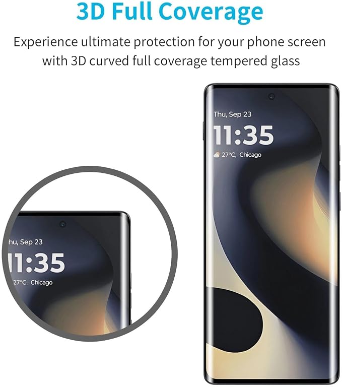 Didisky 3 Pack Screen Protector for Motorola Moto Edge 2024 Tempered Glass Film,Easy to Install, Anti Scratch,3D Curved Full Coverage,9H - Image 2