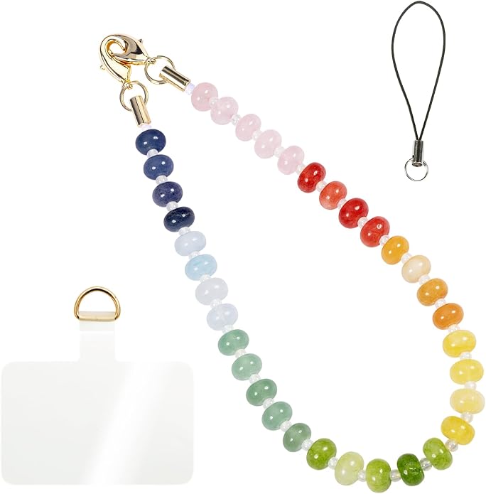 CH.yishi Crystal Beaded Phone Charm Wrist Strap Camera Lanyard | Handmade Cell Phone Chain,with Tether Tab,Keychain Bag Wallet Natural Stone Charm,Headphone Gemstone Decor,Camera Wrist Strap by CHyishi