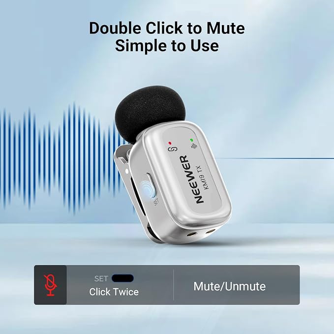 NEEWER KM19 Wireless Lapel Microphone Compatible with iPhone 17 16, Silver | Compatible with iPhone Android & PC, Mini Lav Mic, App Control, 3 Level Noise Cancelling, 30H Battery, 100m, Video Recording - Image 5