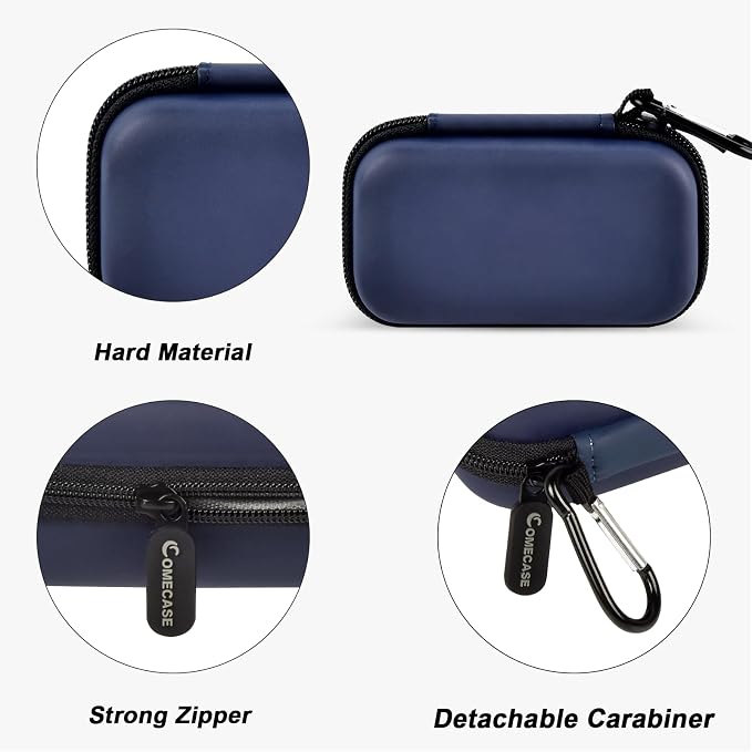 Comecase Dual SSD Case for SanDisk Extreme Portable SSD and Extreme PRO | Holds 2 Drives & 12 SD Cards, Elastic Strap Fit 500GB/1TB/2TB/4TB/8TB, Cable Groove & Carabiner for Travel,Dark Blue,Box Only - Image 4