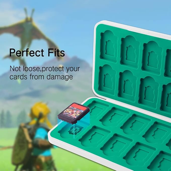 PERFECTSIGHT Switch Game Card Case Compatible with Nintendo Switch Games & Micro SD Cards, Switch 2 Game Holder Cartridge Case with 48 Game Card Slots Storage, White Kingdom - Image 3