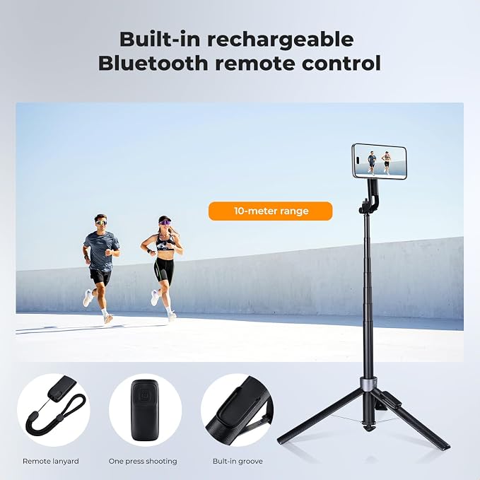 K&F CONCEPT 72" Selfie Stick for iPhone, Phone Tripod | Clip & Magnetic, Remote, 1s Open & Close, Compatible with iPhone 17-12 Osmo Pocket 4/3 Luna Ultra, X97C6 - Image 7