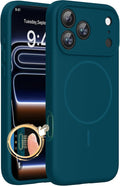 miracase Magnetic for iPhone 17 Pro Case, Compatible with MagSafe, Integrated Silicone Camera Control Cover, 3.0mm Thicken Shockproof Drop Protection Phone Case for 17 Pro,Teal by Miracase