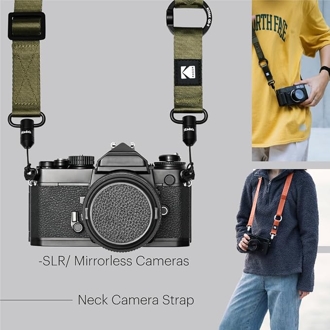KODAK Multi-Purpose Camera Strap (QD Snaplock (Black) 1 Pair) - Lighweight, Durable, QD system, Aluminium Alloy, Universal Compatibility, SLR Cameras, Compact Cameras - Image 2